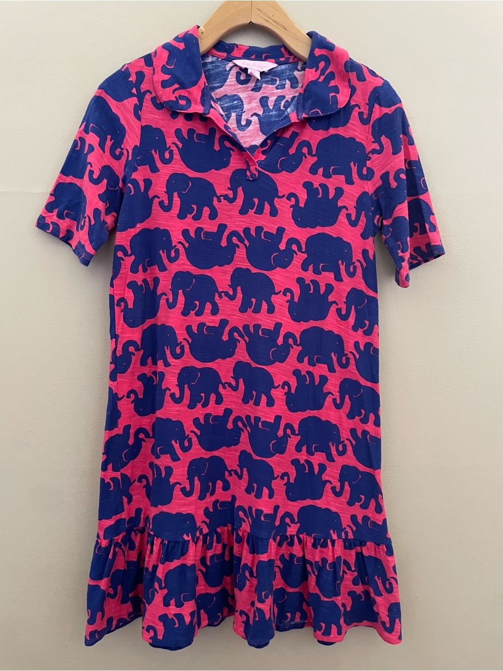 Lilly Pulitzer Tusk in the Sun Cassie Polo Dress Girls XL 12-14 Elephant Print
